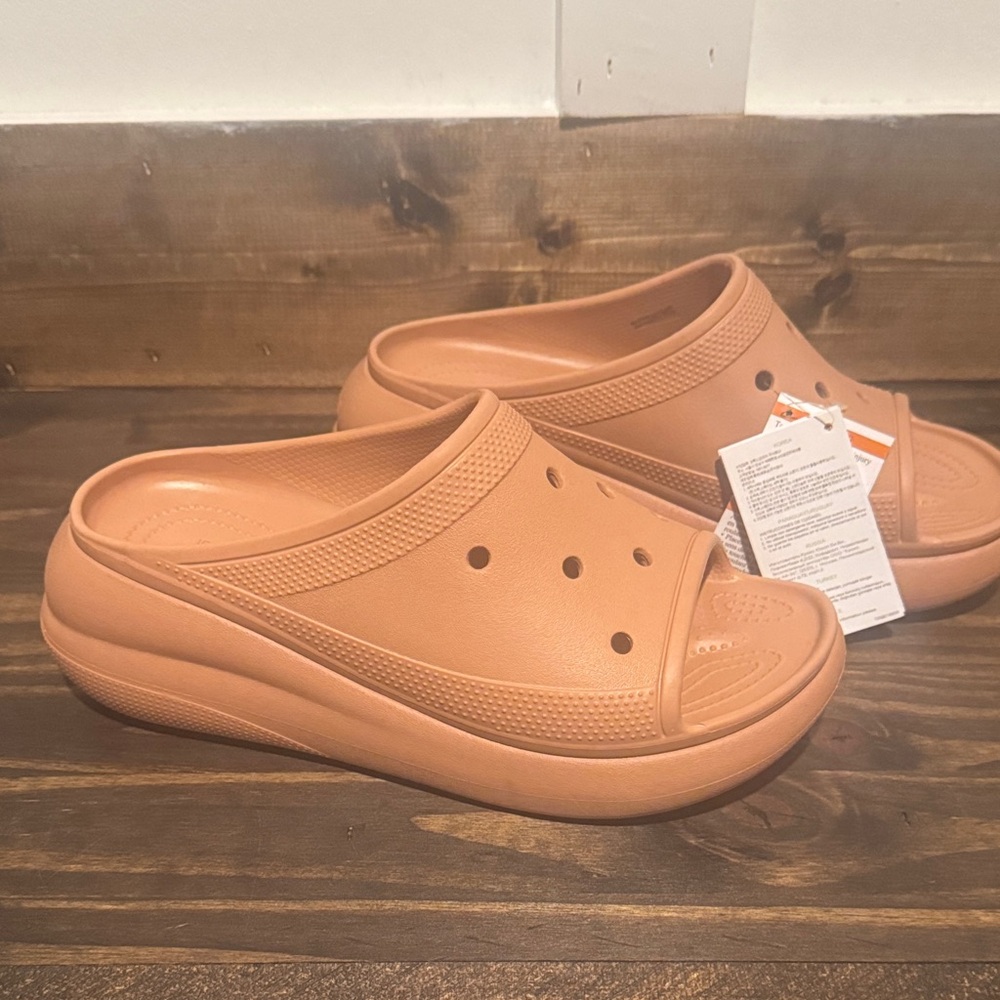 Unisex CROCS Tan Slip-On Clogs- Men size 10/Women size 12